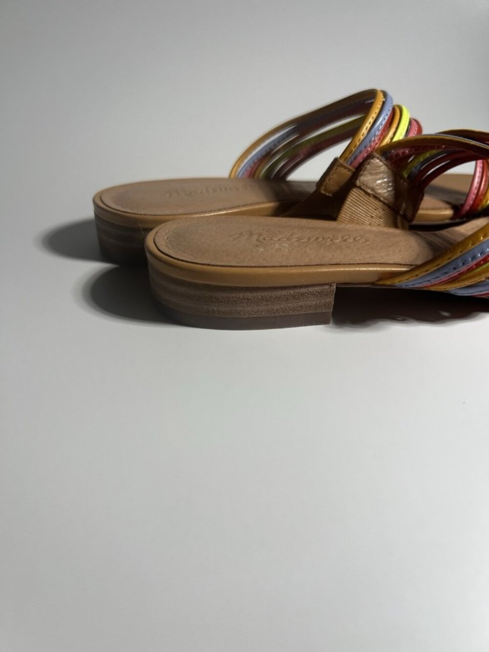 Madewell Meg Slide Micro Strap Leather Sandals Rainbow Women’s Size 6.5 - Picture 13 of 14